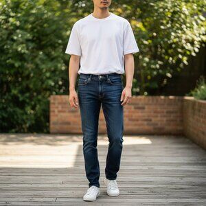 Reiss Mens Size 29 x 28 Dark Wash Blue Drake Straight Leg Pockets Denim Jeans